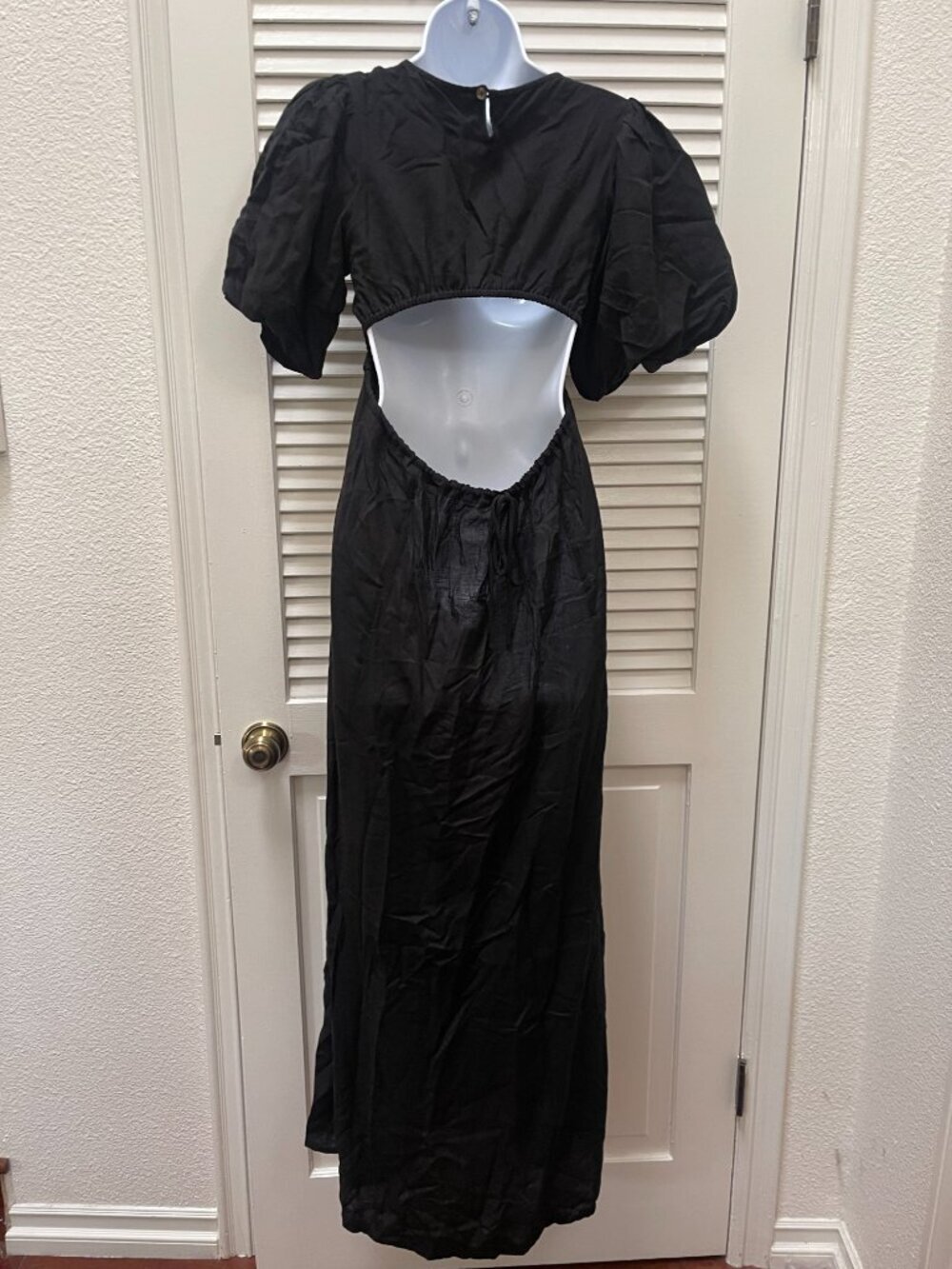 Beach Riot Weston Black Cutout Puff Sleeve Maxi Dress XS - Picture 4 of 9